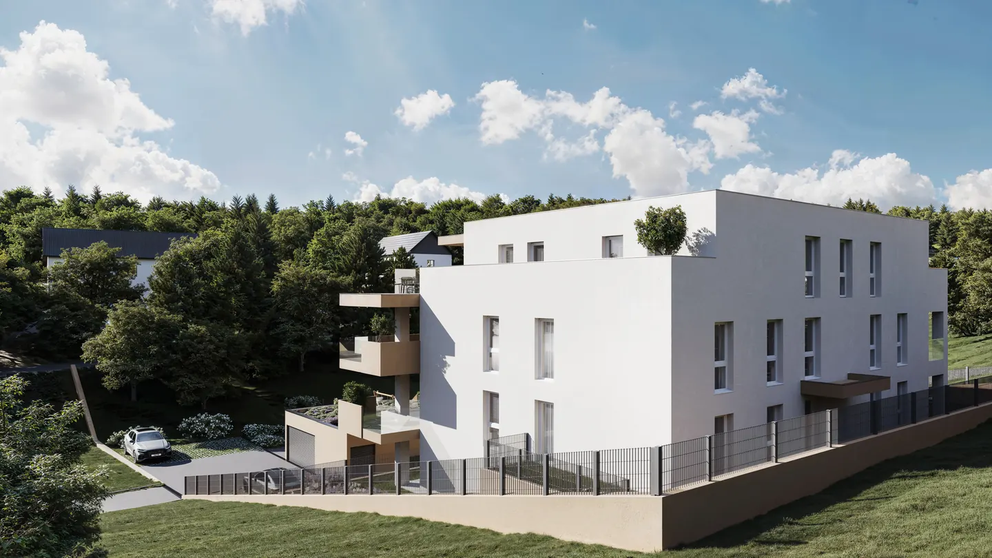 Modernes Bauprojekt – Außenansicht einer Wohnanlage